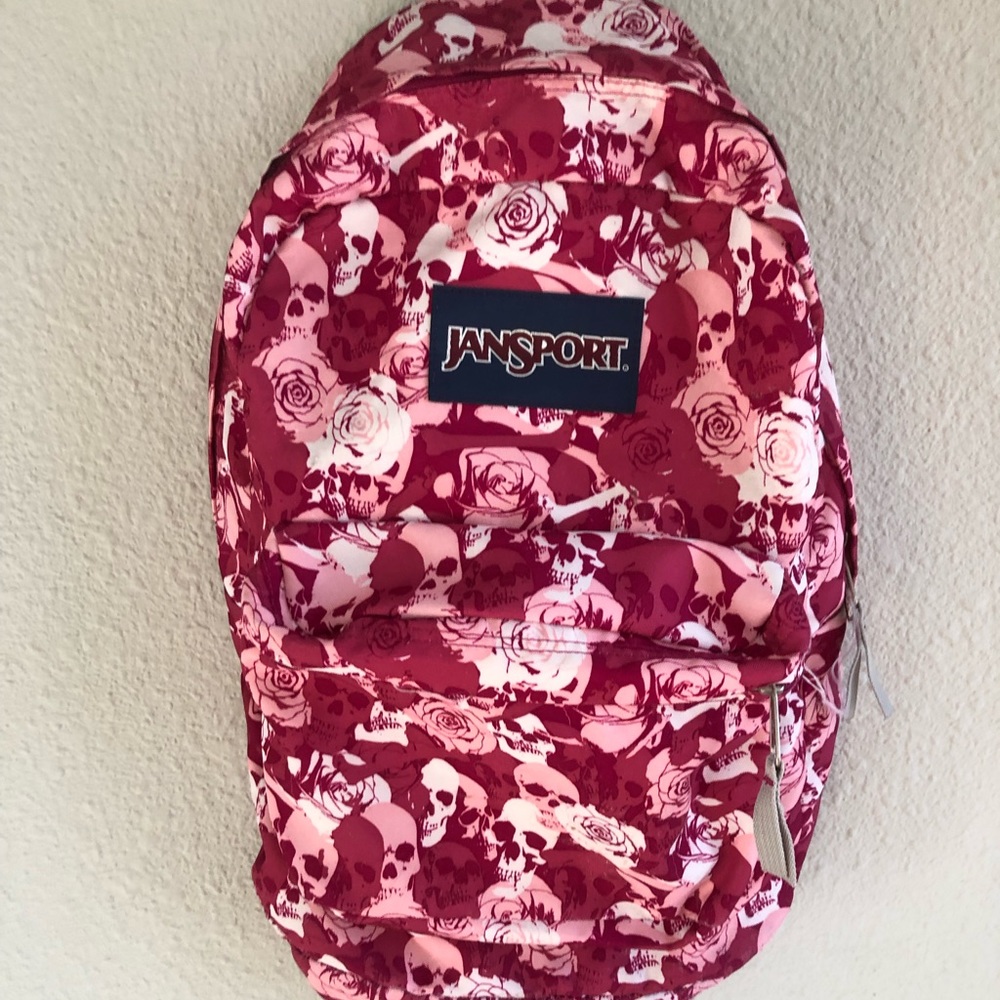 Pink Skull and Rose Jansport Backpack